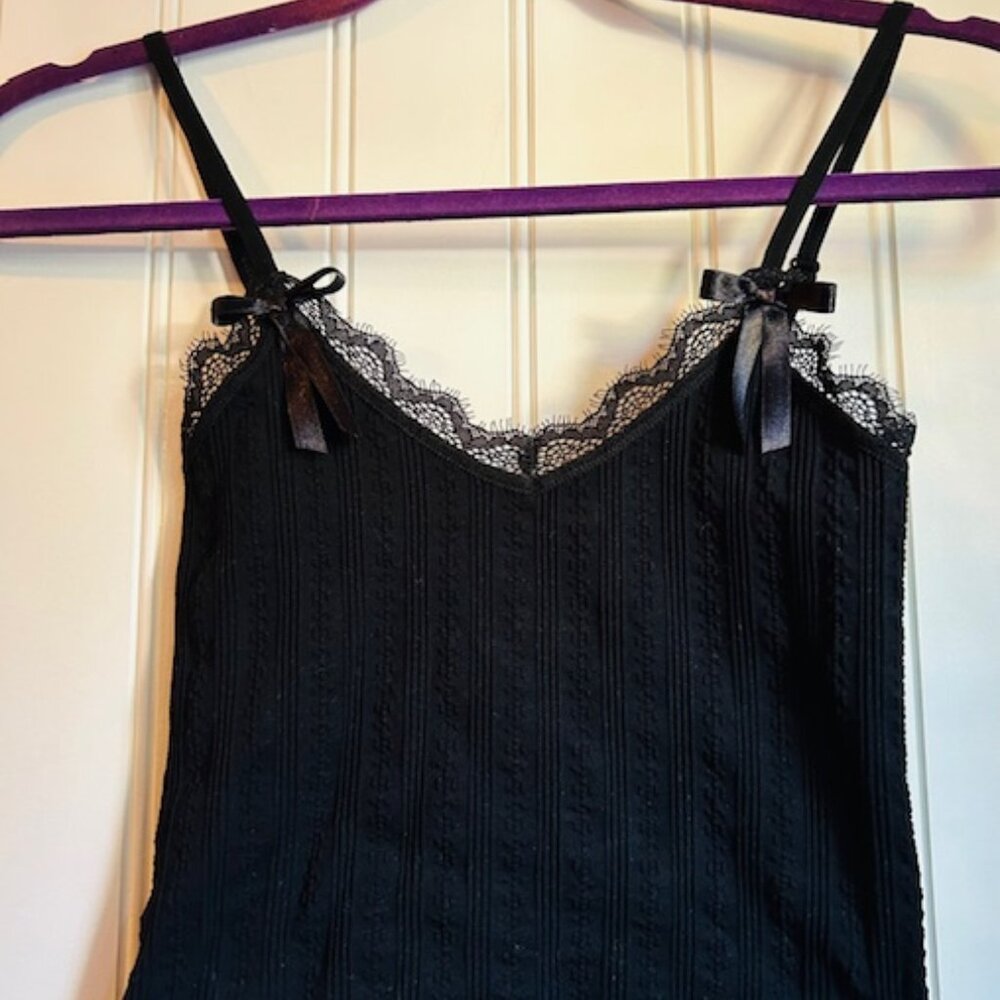 Urban Outfitters Out From Under Black Cropped Tank Top Bows XS